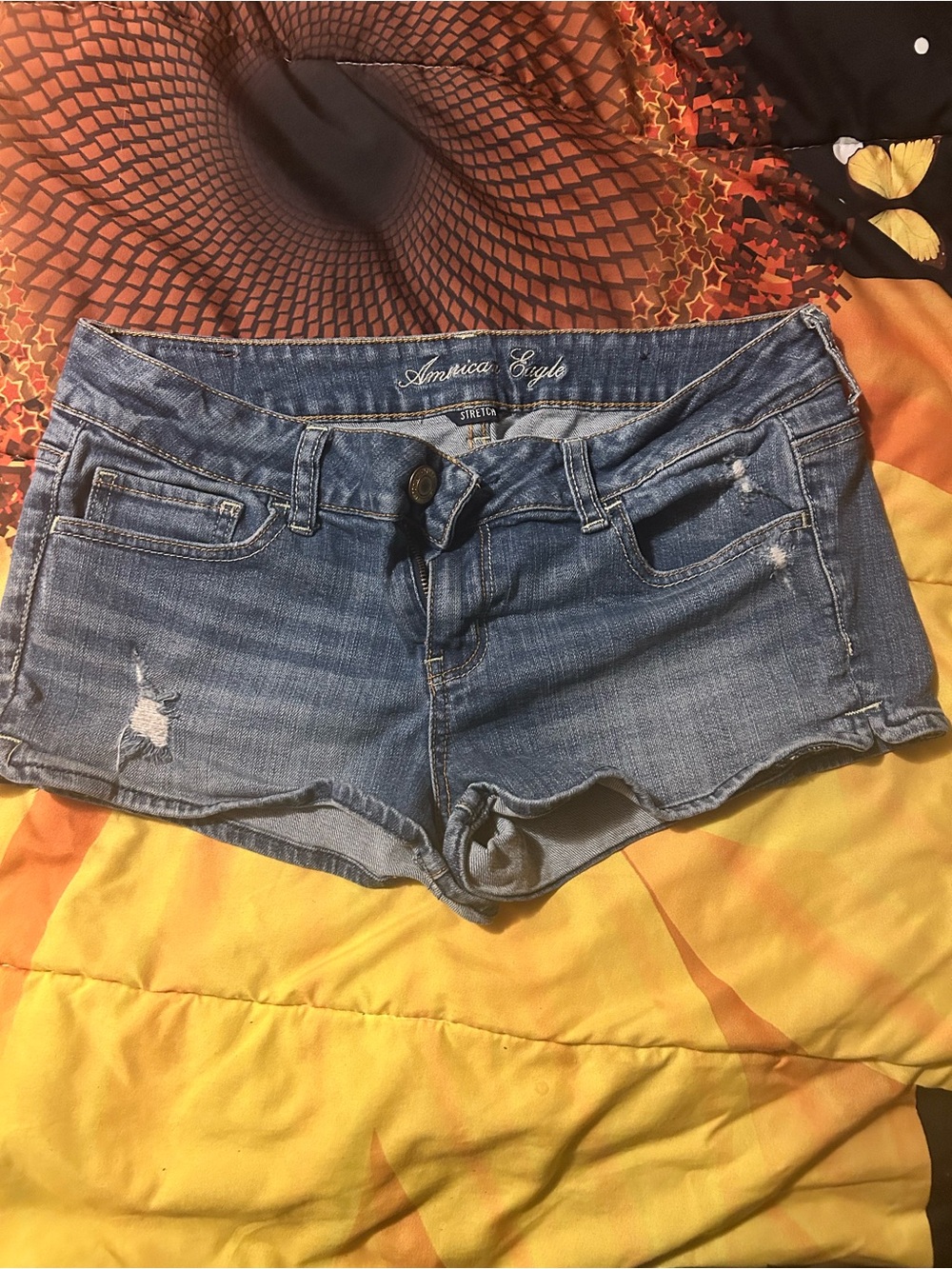 American Eagle Outfitters Light Blue Distressed Denim Shorts